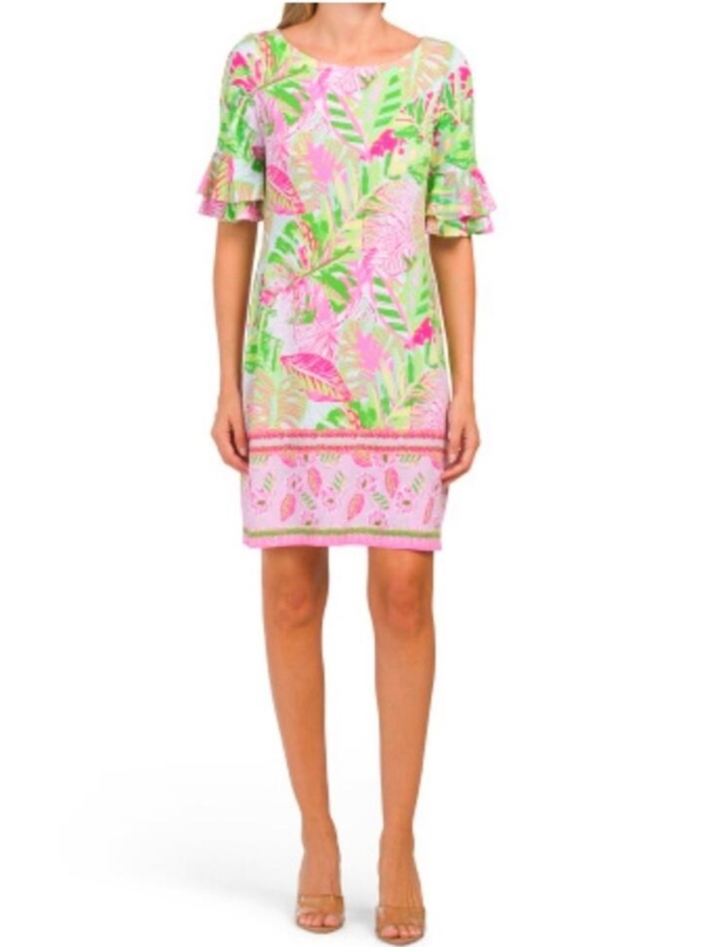 Pappagallo Medium Dress Spring Tropical Dress Vacation Resort Stretch Boho Coast
